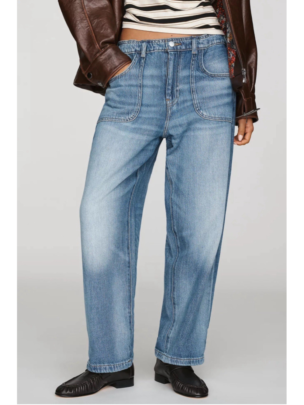 Anthropologie Pilcro Jenna Mid-Rise Relaxed Jeans XS Ambato Wash Hi-Rise Baggy